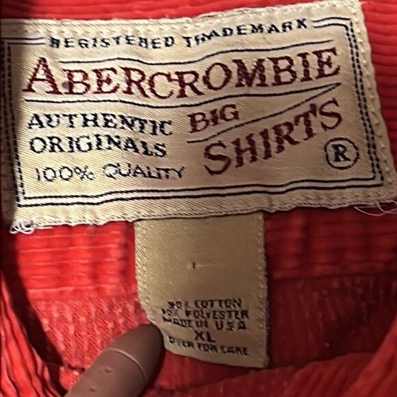 🔥 ABERCROMBIE BIG SHIRTS 100% Quality Red Thick Corduroy Shirt - EXCELLENT - XL - Picture 6 of 9